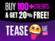 Image promoting the offer of getting 20% credits free.