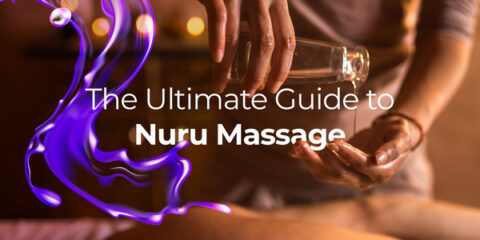 Image of someone performing a Nuru massage. Text over image displays the blog title.